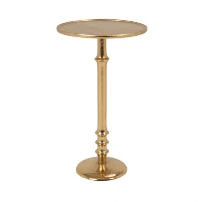 Rowena Interiors Sinclair Round Metal Pedestal Accent Table In Gold