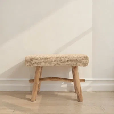 Rowena Interiors Sophie 25"l X 18"h Upholstered Stool W Wood Legs In Natural