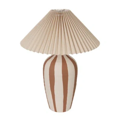 Rowena Interiors Stoneware Tapered Cylinder Table Lamp With Pleated Linen Empire Shade, Cream In Neutral