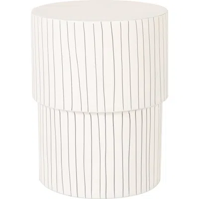 Rowena Interiors Striped Cylindrical Accent Table In White