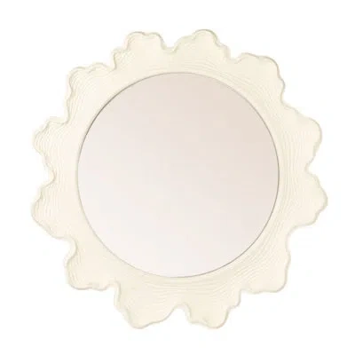 Rowena Interiors Tallulah Faux Bois Round Metal Wall Mirror In White