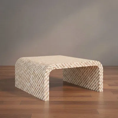Rowena Interiors Ventura Mother Of Pearl Waterfall Coffee Table In Brown