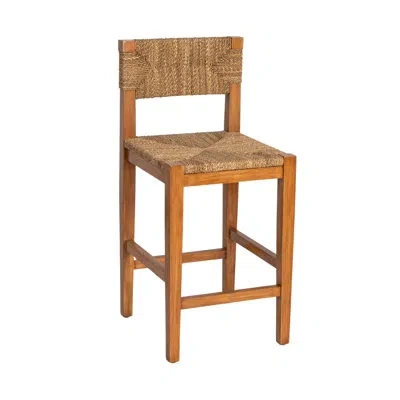 Rowena Interiors Willowbrook Solid Wood And Natural Woven Seagrass Rope Dining Chair, Mahogany In Honey Walnut Stain