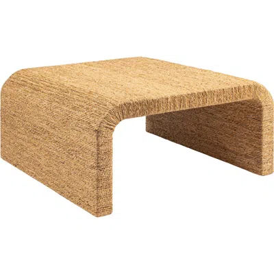 Rowena Interiors Woven Coffee Table With Waterfall Edge In Brown