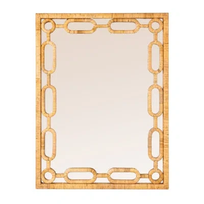 Rowena Interiors Woven Rattan Chain-link Frame Mirror In Natural Rattan