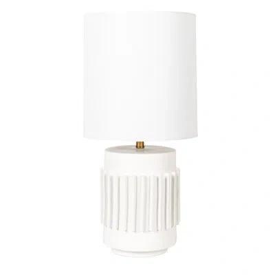 Rowena Interiors Yara Stoneware Table Lamp With Raised Design In White
