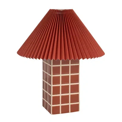 Rowena Interiors Zara Ceramic Table Lamp With Pleated Shade In Red,red