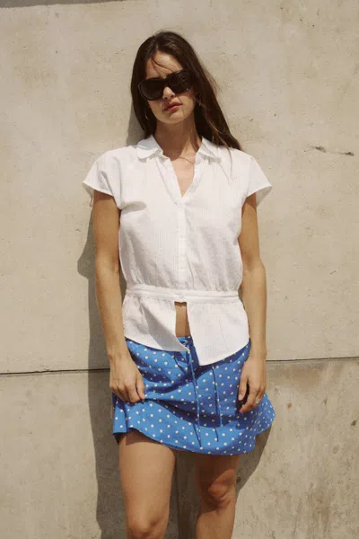Rowie The Label Allie Peplum Blouse In Blue