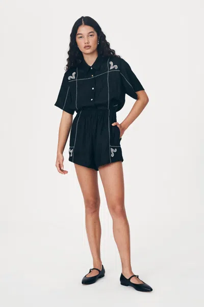 Rowie The Label Aries Linen Shorts In Black