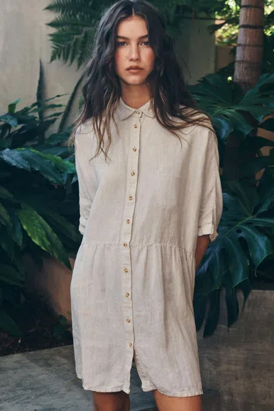 Rowie The Label Bailey Linen Dress In Brown