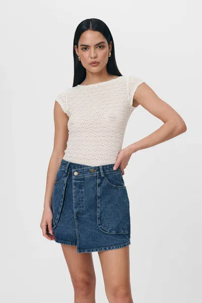 Rowie The Label Bria Organic Denim Mini Skirt In White