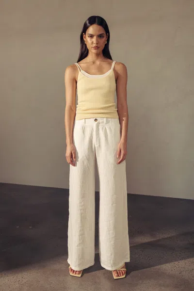Rowie The Label Carlotta Linen Wide Pants In Neutral