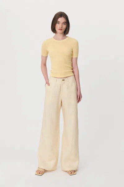 Rowie The Label Carlotta Linen Wide Pants In Yellow