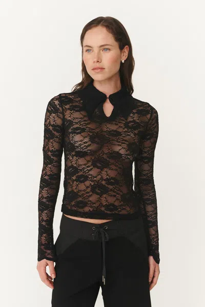 Rowie The Label Charlotte Rose Lace Top In Black