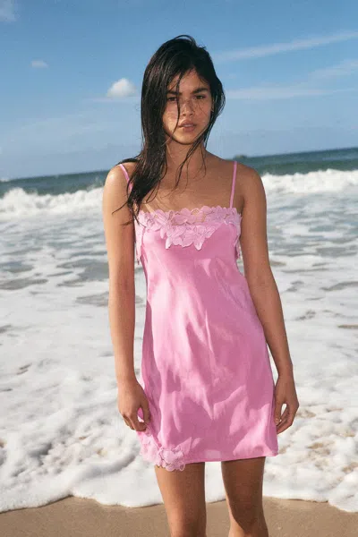 Rowie The Label Claudia Silk Mini Dress In Pink