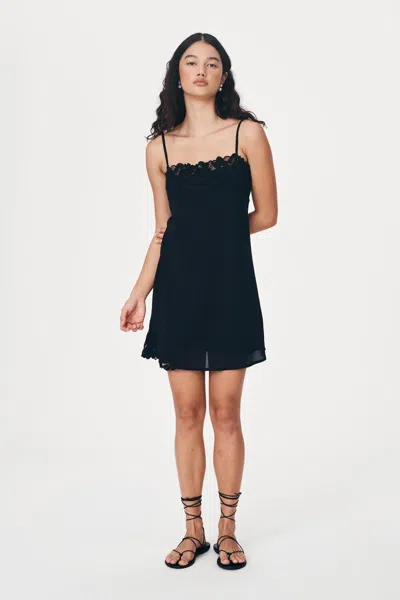 Rowie The Label Claudia Silk Slip Mini Dress In Black