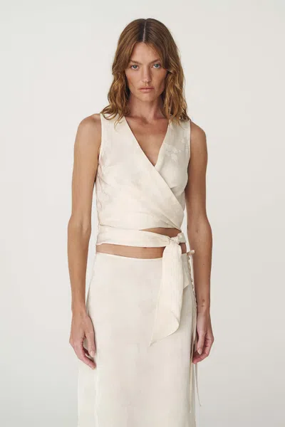 Rowie The Label Cloudia Jacquard Wrap Top