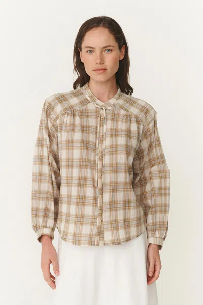 Rowie The Label Cora Long Sleeve Blouse In Brown