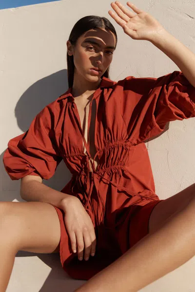 Rowie The Label Eden Organic Mini Dress In Red