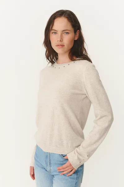 Rowie The Label Emaline Stud Merino Knit Top In Neutral
