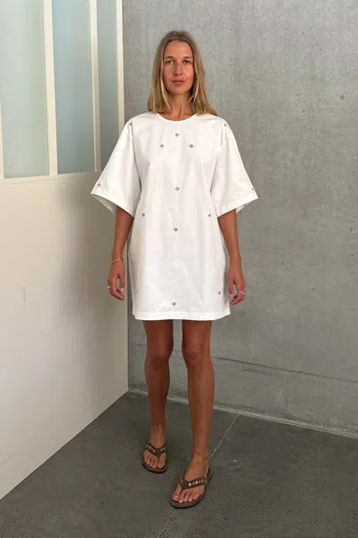 Rowie The Label Farrah Embroidered Mini Dress In White