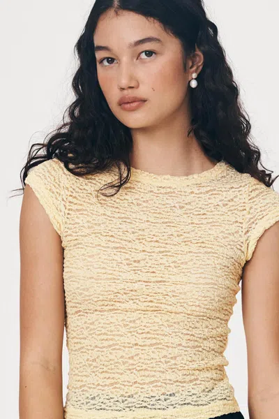 Rowie The Label Galo Lace Tee In Yellow