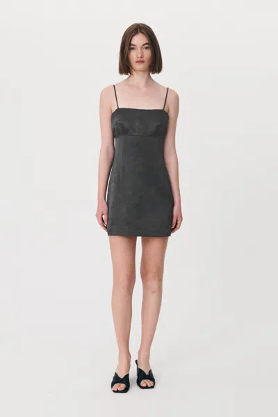Rowie The Label Gwen Silk Linen Mini Dress In Gray