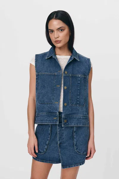 Rowie The Label Iko Organic Denim Vest In Blue