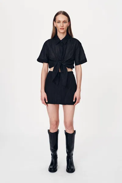 Rowie The Label Jole Silk Mini Wrap Skirt In Blue