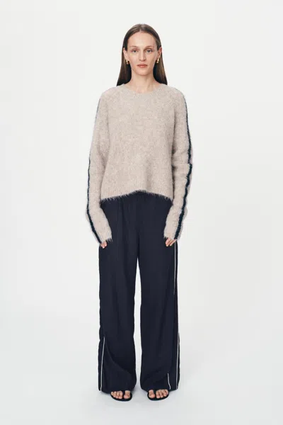 Rowie The Label Kaia Linen Straight Pants In Blue