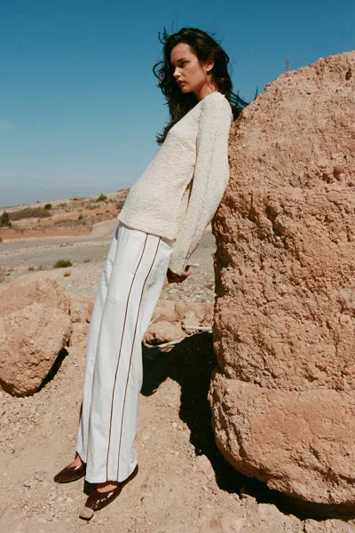 Rowie The Label Kaia Linen Straight Pants In White