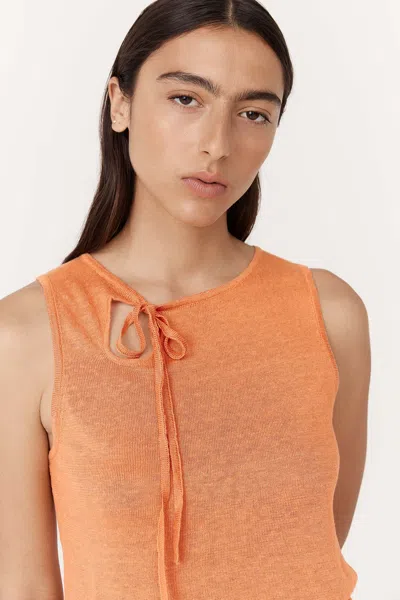 Rowie The Label Kassius Linen Knit Tank In Orange