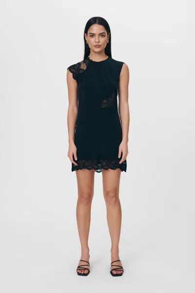 Rowie The Label Lily Silk Lace Mini Dress In Blue