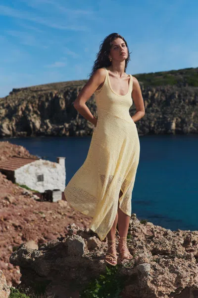 Rowie The Label Lorna Lace Midi Dress In Yellow