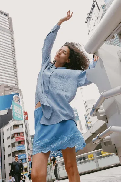 Rowie The Label Marina Silk Mini Skirt In Blue