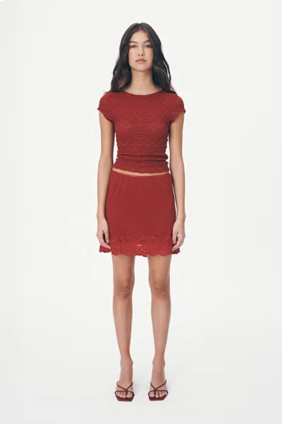 Rowie The Label Marina Silk Mini Skirt In Burgundy