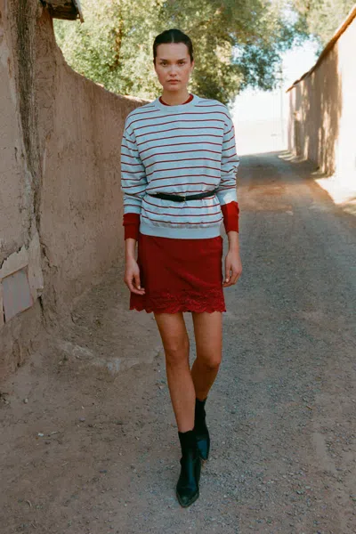 Rowie The Label Marina Silk Mini Skirt In Burgundy