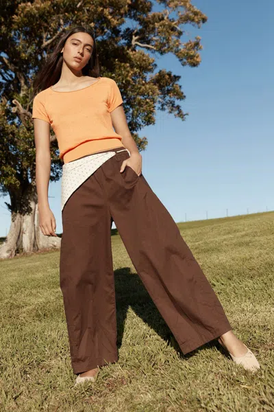 Rowie The Label Maryanne Barrel Leg Pants In Brown