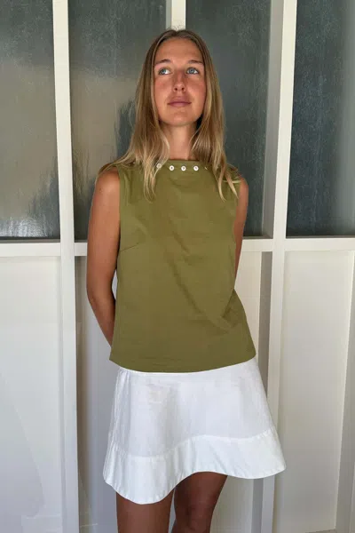 Rowie The Label Muriel Button Boatneck Tank In Green