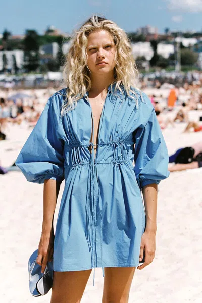 Rowie The Label Piper Organic Mini Dress In Blue