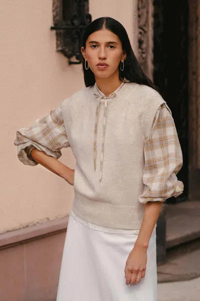 Rowie The Label Quinn Merino Knit Vest In Neutral