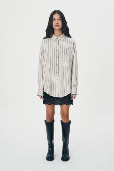 Rowie The Label Ramona Linen Long Sleeve Shirt In Multi