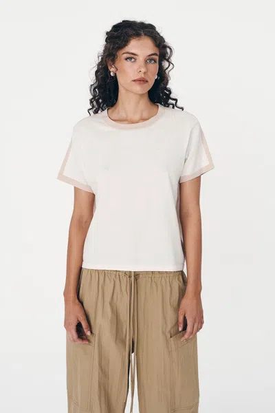 Rowie The Label Rania Contrast Knit Tee In White
