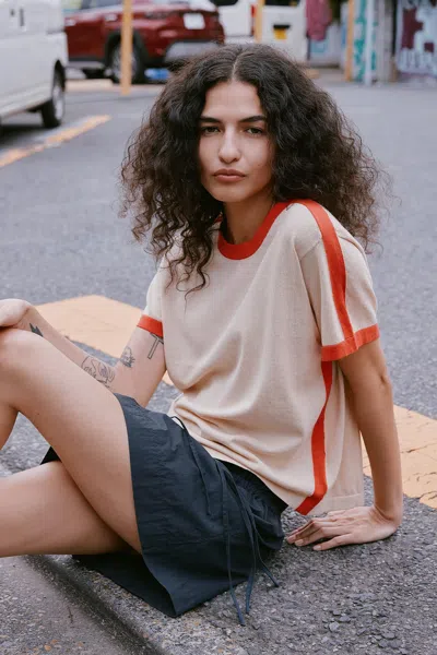 Rowie The Label Rania Contrast Knit Tee In White