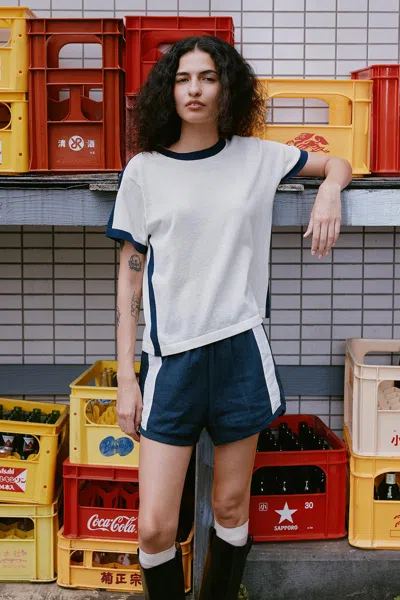 Rowie The Label Rania Contrast Knit Tee In White