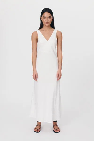 Rowie The Label Regina Linen Maxi Dress In White