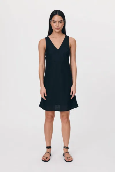 Rowie The Label Regina Linen Mini Dress In Blue