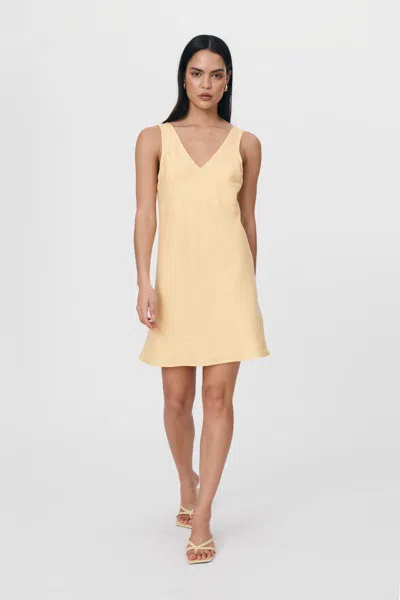 Rowie The Label Regina Linen Mini Dress In Neutral
