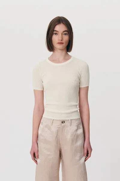 Rowie The Label Rib Knit Tee In Brown