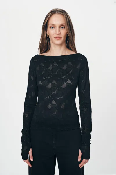 Rowie The Label Samantha Lace Top In Black